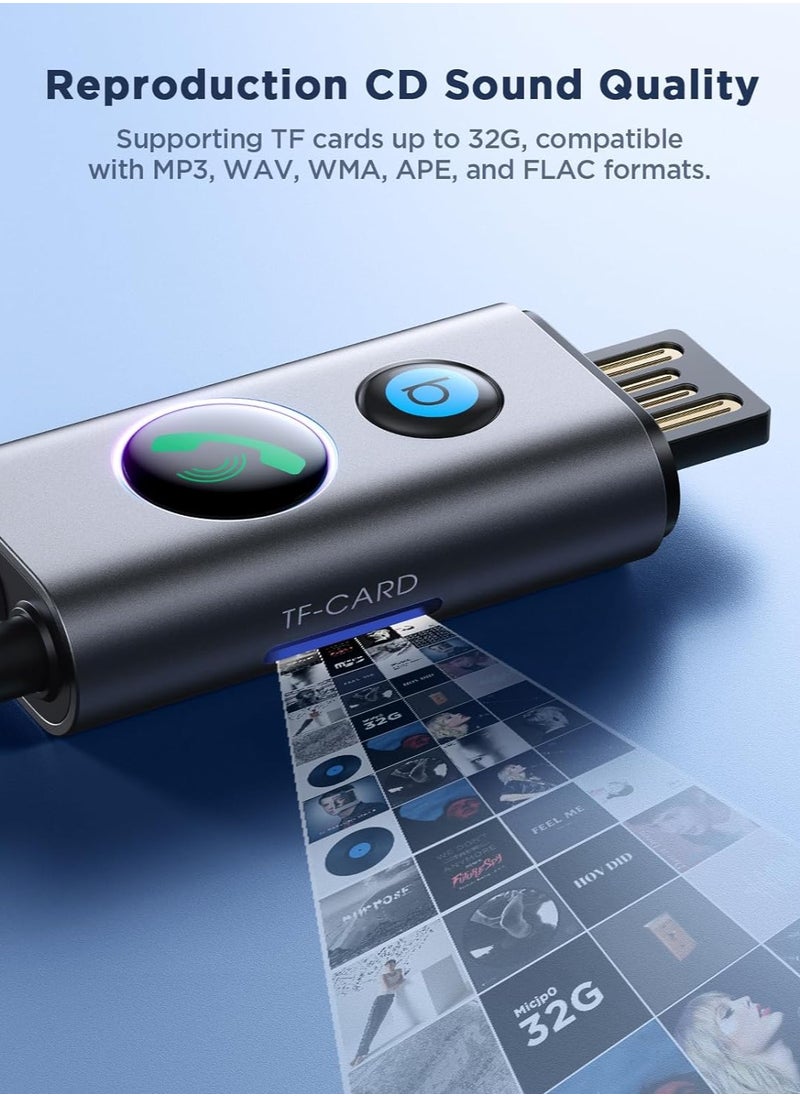 JOYROOM Bluetooth 5.3 Receiver [HiFi Deep Bass Sound] AUX Bluetooth Adapter for Car 3.5mm Jack Kit with Built-in Microphone AUX Input for Car/Home Stereo/Wired Headphones/Hands-Free Call/Dual Connection/Metal  - Image 4
