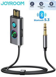 JOYROOM جهاز استقبال بلوتوث 5.3 [صوت HiFi Deep Bass] محول بلوتوث AUX للسيارة طقم مقبس 3.5 مم مع ميكروفون مدمج مدخل AUX للسيارة/ستيريو المنزل/سماعات الرأس السلكية/مكالمات بدون استخدام اليدين/اتصال مزدوج/معدن  - Image 1