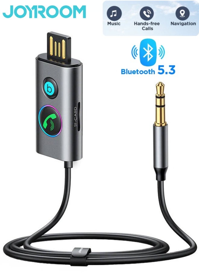 JOYROOM Bluetooth 5.3 Receiver [HiFi Deep Bass Sound] AUX Bluetooth Adapter for Car 3.5mm Jack Kit with Built-in Microphone AUX Input for Car/Home Stereo/Wired Headphones/Hands-Free Call/Dual Connection/Metal  - Image 1
