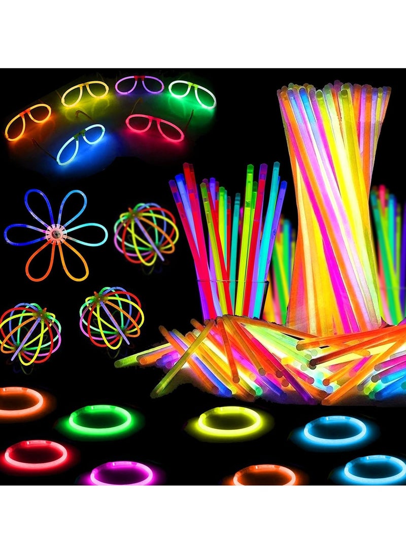 MOMENT 100 Pack Ultra Bright Glow Sticks Bulk Party Pack Glow In The Dark Party Supplies Glow Sticks Necklaces Bracelets with Connectors 8" Glow stick Light Up Toy Birthday Wedding Pool Halloween - Image 1