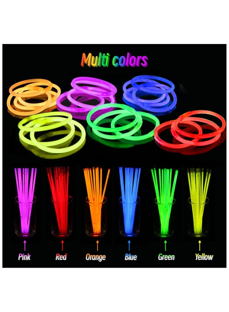 MOMENT 100 Pack Ultra Bright Glow Sticks Bulk Party Pack Glow In The Dark Party Supplies Glow Sticks Necklaces Bracelets with Connectors 8" Glow stick Light Up Toy Birthday Wedding Pool Halloween - Image 3