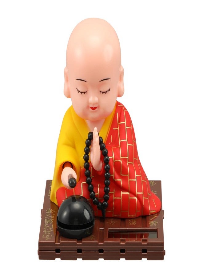VICASKY Solar Buddha Statue Outdoor Cute Kongfu Monk Car Interior Display Decoration Cute Little Monks Monks Figurine Statue Funny Car Shaking Head Chinese Little Buddha Monk Statue - Image 1