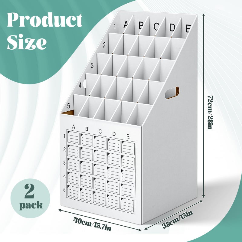 Menkxi 2 Pack 25 Slot Roll File Holder Vertical Blueprint Storage Organizer Corrugated Cardboard Roll File Cabinet Box with Labeling Grid for Office School Poster Map Gift Wrap Architectural Home - Image 2