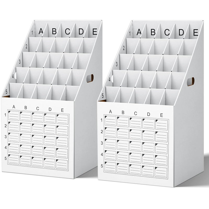 Menkxi 2 Pack 25 Slot Roll File Holder Vertical Blueprint Storage Organizer Corrugated Cardboard Roll File Cabinet Box with Labeling Grid for Office School Poster Map Gift Wrap Architectural Home - Image 1