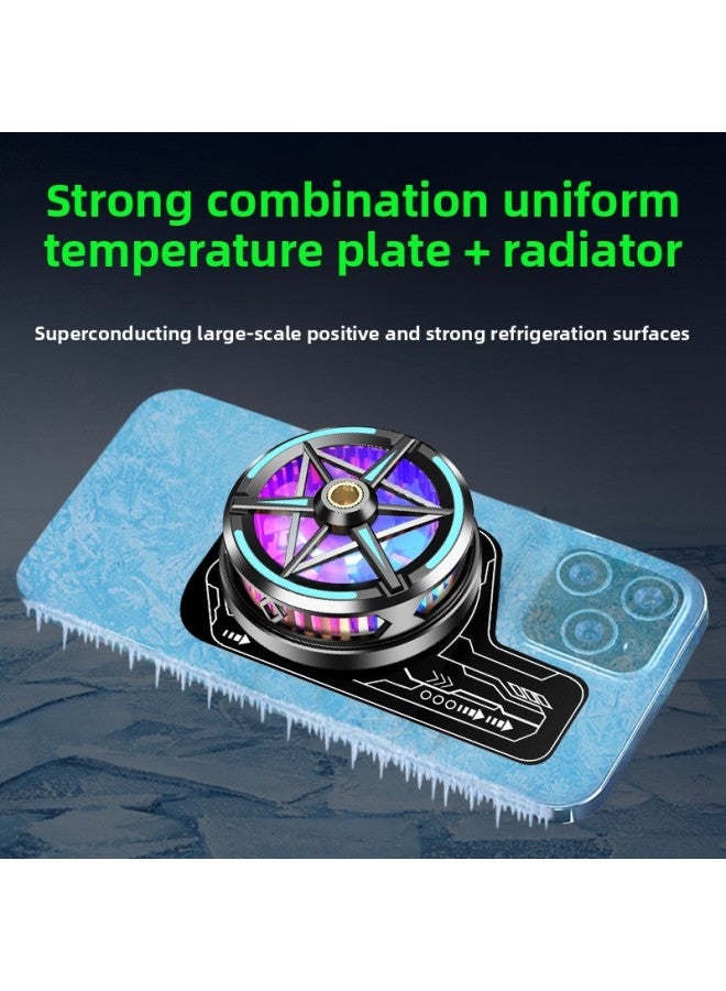 Loquat Mobile Phone Air Conditioning Radiator S5 Digital Display Frequency Conversion Cooling Semiconductor Refrigeration Back Clip Source Factory-Color:S6 Anchor Magnetic Suction Black P2 Homogeneous Hot - Image 1