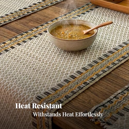 Peepul Tree Handmade Dining Table Runner 4 Seater | Handcrafted from Eastern India's Indigenous Grass | Non-Slippery Heat-Resistant Tableware (Beige) | Home Decor Gift Items | Festival Gift - Image 5