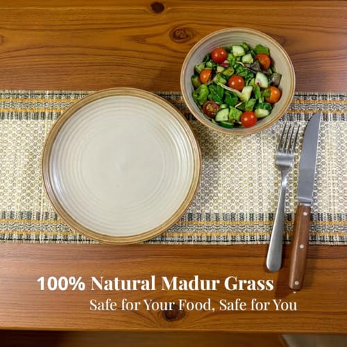 Peepul Tree Handmade Dining Table Runner 4 Seater | Handcrafted from Eastern India's Indigenous Grass | Non-Slippery Heat-Resistant Tableware (Beige) | Home Decor Gift Items | Festival Gift - Image 4