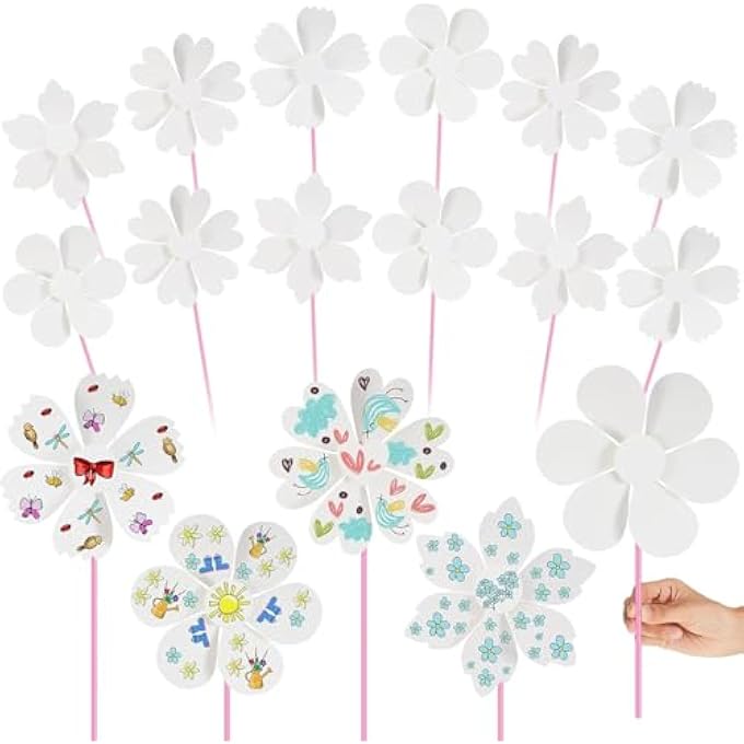 PINWHEELS, DIY PINWHEELS CRAFT FOR KIDS, BLANK PAPER PINWHEELS BULK CRAFT KITS FOR BOYS GIRLS SUMMER ACTIVITIES, SCHOOL GROUP DAYCARE, HOME PROJECT, ARTS AND CRAFT PARTY ACTIVITY, 24 PCS - Image 1