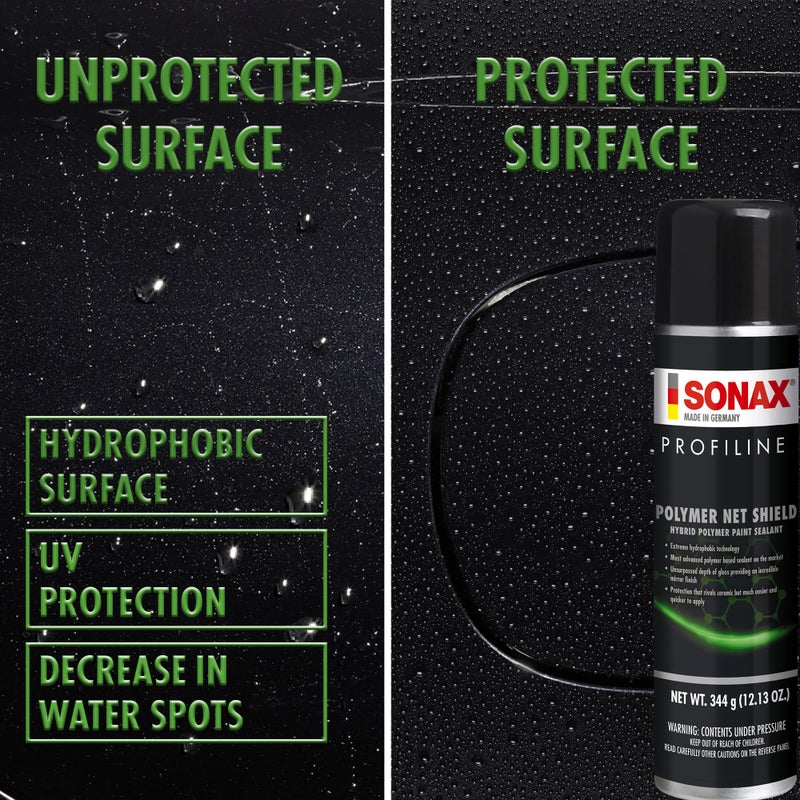 SONAX Polymer Net Shield 223300 | Aerosol-Based Polymer Spray Sealant for Paint Protection | Up to 6 Months of Protection | UV, Acid Rain & Contaminant Defense | Easy Application & High Gloss | 340ml - Image 3