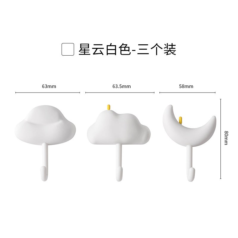 Heavy-Duty Adhesive Hooks No-Drill Wall Hangers White three-pack - Image 1
