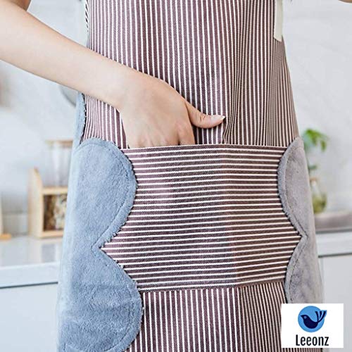 Leeonz Womens Aprons with Pockets Durable Aprons for Chefs with Pocket and Hands Wiping Quilt, Coffee (Brown(Khakhi), Set of 1 PCS) - Image 4
