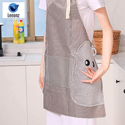 Leeonz Womens Aprons with Pockets Durable Aprons for Chefs with Pocket and Hands Wiping Quilt, Coffee (Brown(Khakhi), Set of 1 PCS) - Image 3