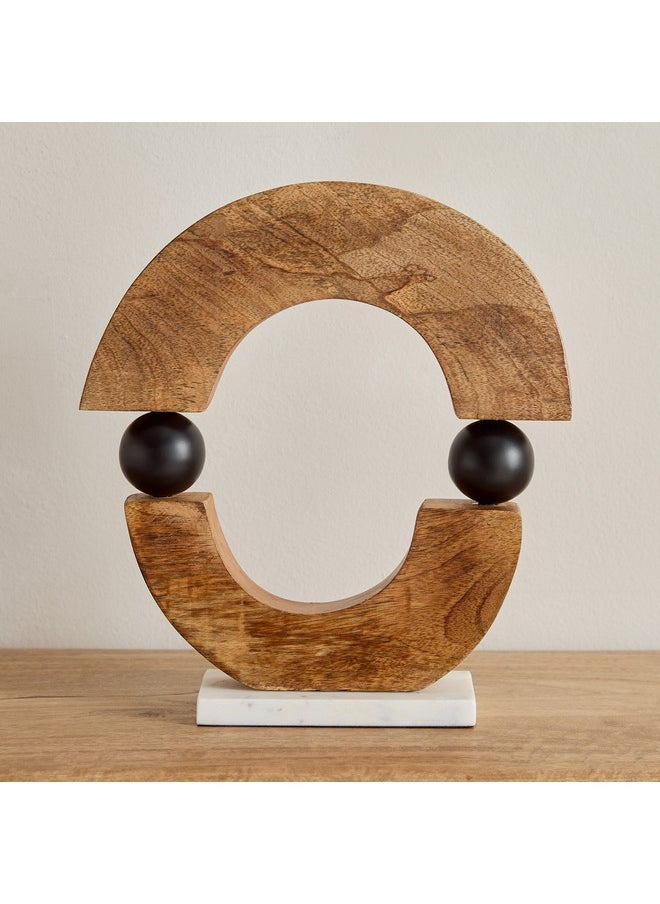 Rayon Wooden Table Accent with Marble Base 27.5 x 7.5 x 30.5 cm