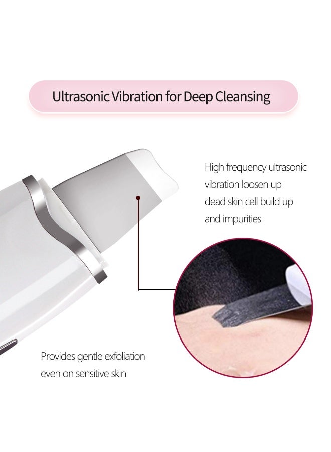 Portable Blackhead Removal Ultrasonic Facial Cleaner Rechargeable Face Skin Scrubber Cleaning Skin Peeling Extractor White - Image 4