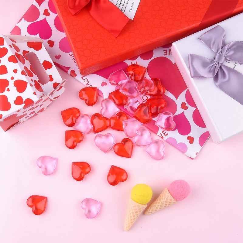 FEPITO 100Pcs Acrylic Hearts Red Pink Heart Vase Filler for Valentine's Day Table Home Decorations Wedding Decorations - Image 4