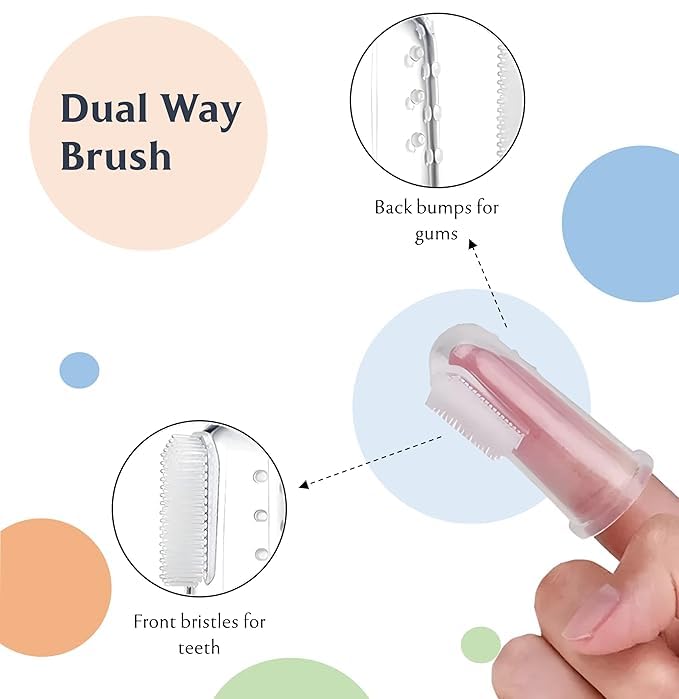 Mommas Baby Silicone Finger Toothbrush, Ideal for Gently Massaging and Cleaning Gums, Travel-Friendly Oral Care, BPA-Free, Safe & Non-Toxic Travel-Friendly Oral Care (Pack of 2) - Image 2