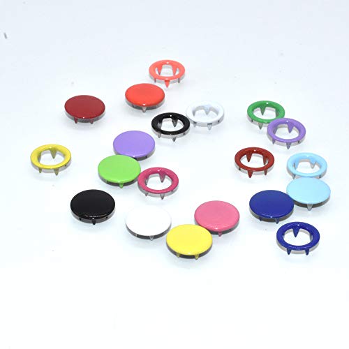 Renashed 200 Set Snap Fastener Tool 10 Colors Solid &Hollow Mixed Diameter 9.5mm Metal Eyelets Shoes Clothes Crafts with Heavy-Duty Pliers - Image 2