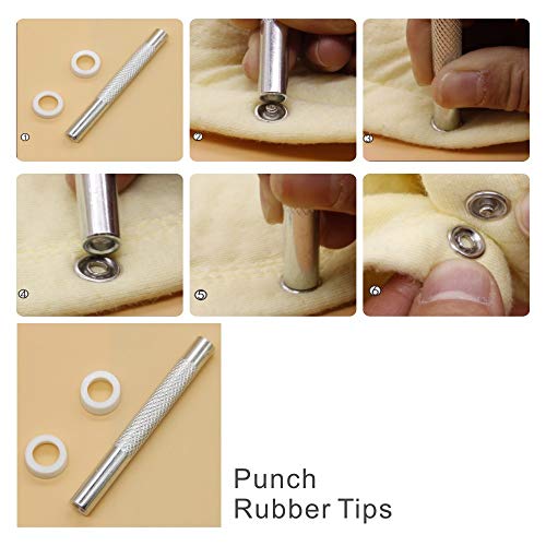 Renashed 200 Set Snap Fastener Tool 10 Colors Solid &Hollow Mixed Diameter 9.5mm Metal Eyelets Shoes Clothes Crafts with Heavy-Duty Pliers - Image 5
