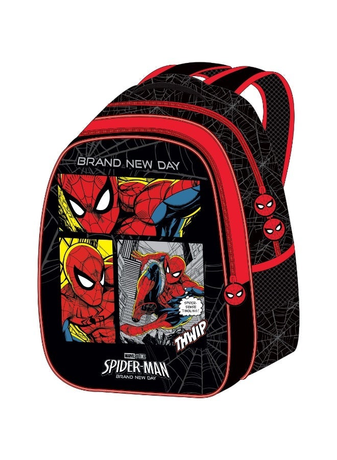 Marvel Universe Spider Man Brand New Day 5-In-1 Value Pack with 16-Inch Trolley Backpack, Lunch Bag, Lunch Box, Bottle & Pouch - Image 1