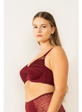 Magic Form 6485 Women's Strap Stone Lace Minimizer Bra-Burgundy  - Image 3
