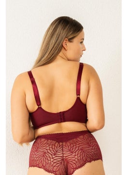 Magic Form 6485 Women's Strap Stone Lace Minimizer Bra-Burgundy  - Image 4