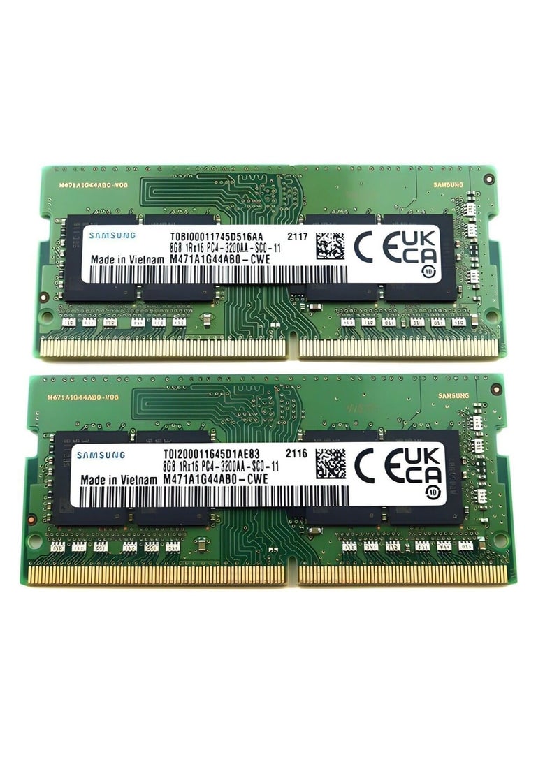 مجموعة وحدة ذاكرة RAM DDR4 اصلية مكونه من قطعطين 16GB 2x8GB 3200Mhz PC4-25600 SODIMM 1Rx8 CL22 1.2 فولت لابتوب نوت بوك RAM ترقية M471A1K43EB1-CWE - Image 1