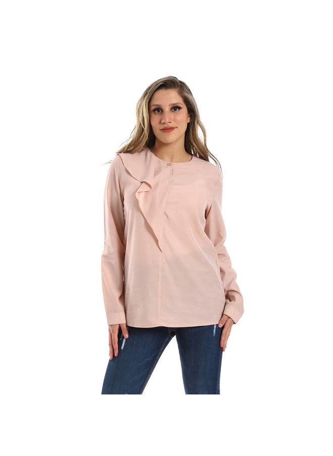 Esla - ESLA Long-sleeved Plain Blouse - Image 1