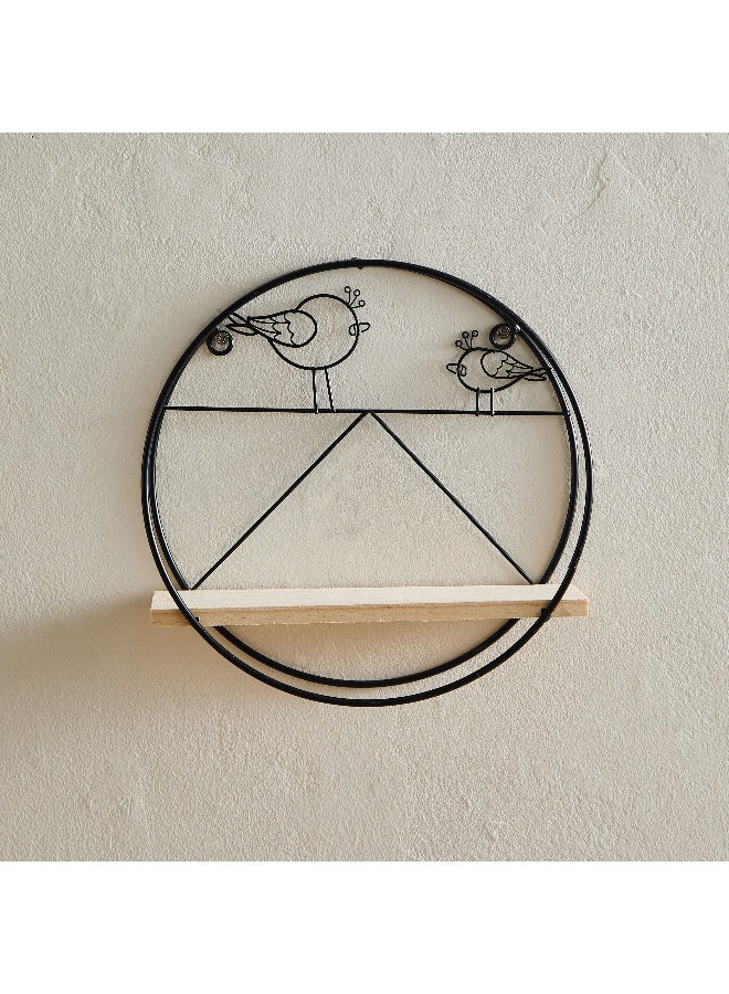 Home Box Wadee Metal and Wooden Wall Hanging Shelf - 22x9x22.5 cm - Image 2