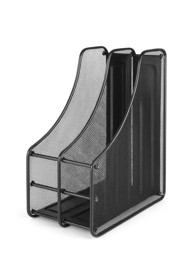 2-Grid Mesh File Storage Rack – Black - Image 1