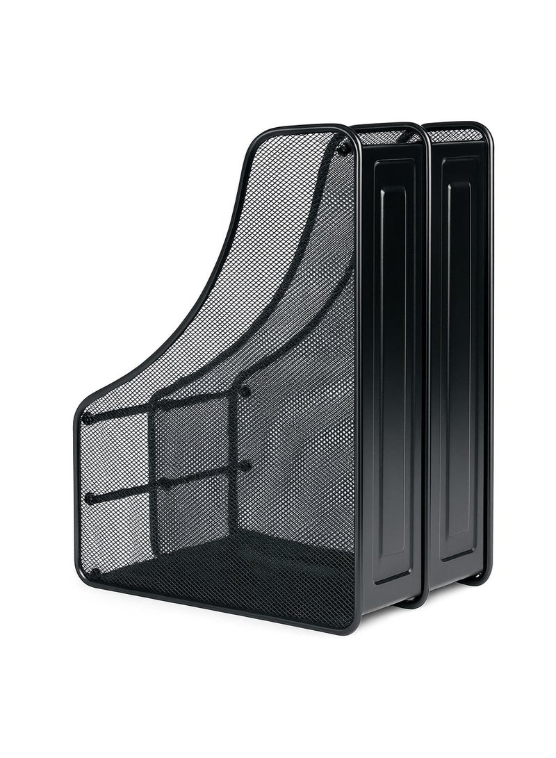 2-Grid Mesh File Storage Rack – Black - Image 2