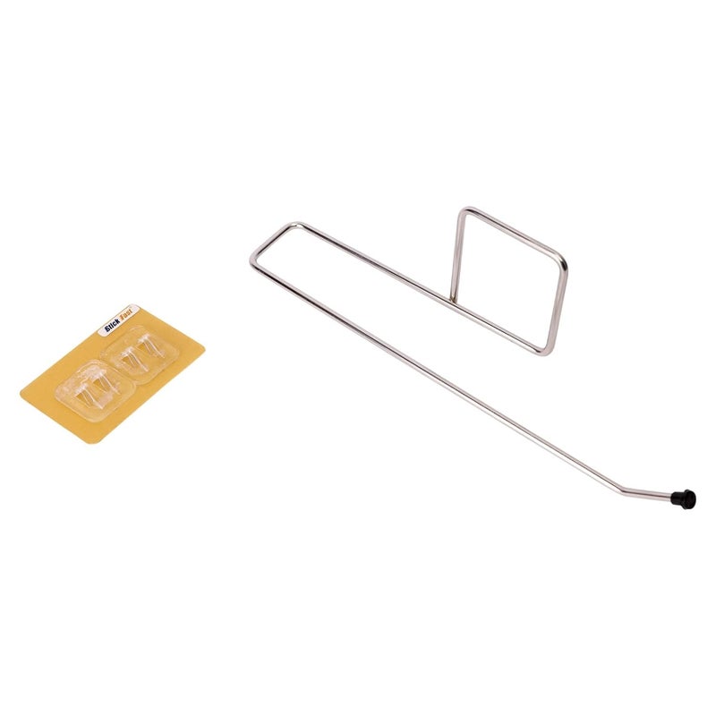 Pathavi Stainless Steel Adhesive Wall-Mounted Long Towel Hanger, Toilet Paper Holder for Kitchen & Bathroom, Stick-On Hook Rack for Napkins, Paper Towel, or Accessories, No Drilling Required (Chrome) - Image 5