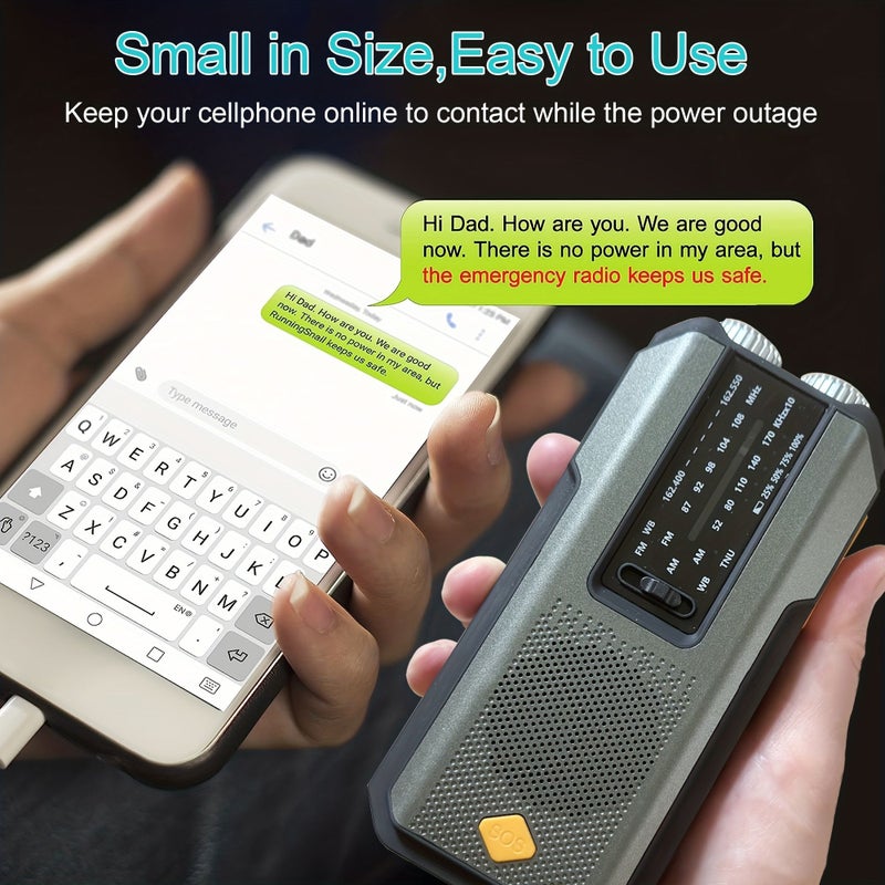 Daykit Military Green Hand Crank Solar Radio AM FM NOAA Weather Alert SOS Emergency 2000mAh Power Bank - Image 2