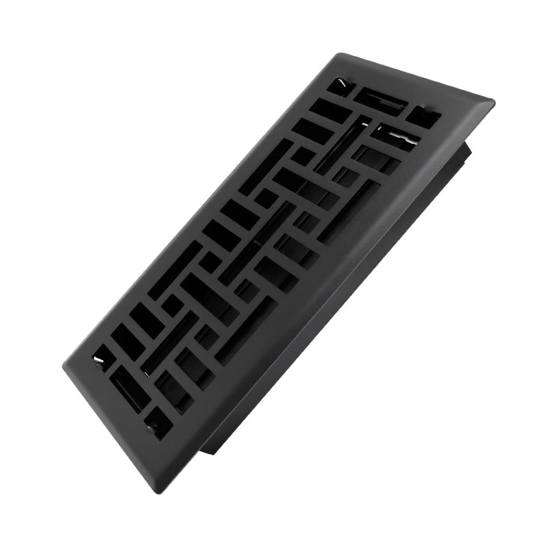 Howeall 4x10 Inches Heavy Duty Walkable Floor Register Easy Adjust Air Supply Lever Floor Vents - Seattle Design - Vent Cover for Home Floor - Matte Black - Image 1