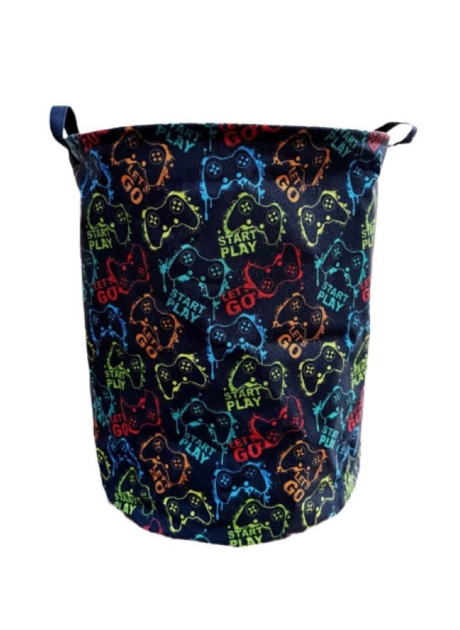 Generic Large Capacity Children's Toy Storage Magic, Black Fabric Foldable Game Console Pattern Storage Basket  - Image 1