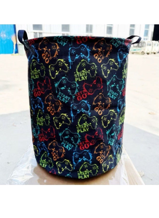 Generic Large Capacity Children's Toy Storage Magic, Black Fabric Foldable Game Console Pattern Storage Basket  - Image 2