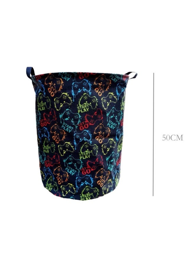 Generic Large Capacity Children's Toy Storage Magic, Black Fabric Foldable Game Console Pattern Storage Basket  - Image 3