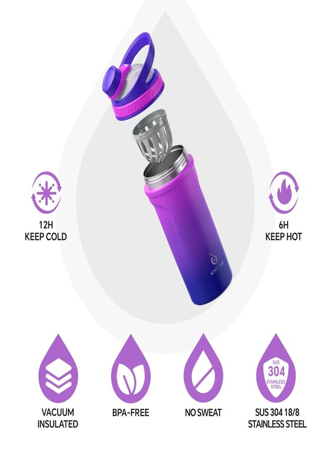 Ideus Protein Shaker Bottle 24oz(710ml) Insulated Stainless Steel Shaker Bottle with Silent Tritan Ball Portable Pre Workout Shaker Cups for Protein Shakes, Smoothies, Cocktails - Image 2