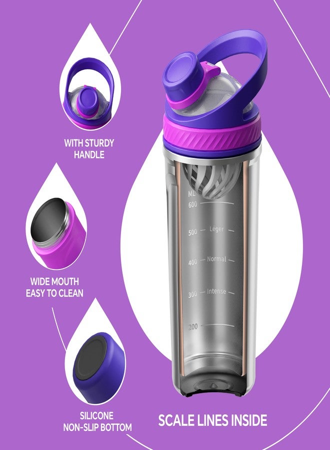 Ideus Protein Shaker Bottle 24oz(710ml) Insulated Stainless Steel Shaker Bottle with Silent Tritan Ball Portable Pre Workout Shaker Cups for Protein Shakes, Smoothies, Cocktails - Image 3