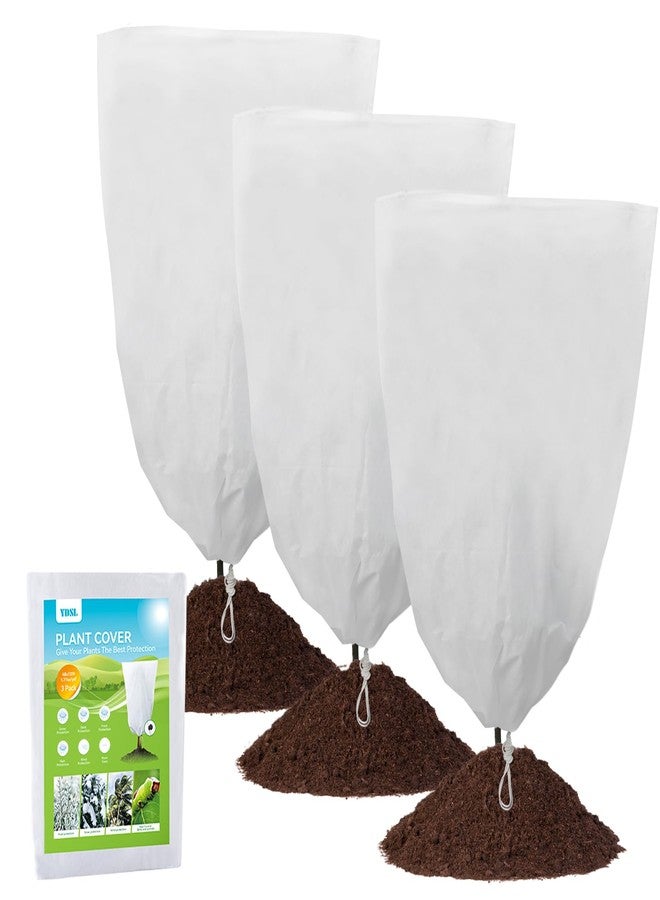 YDSL 3 Pack Plant Covers Freeze Protection, 25"×32" 1.77oz/yd² Plant Frost Covers for Outdoor Plants Shrub Potted Plants Use, Winter Cloth Plant Tree Cover with Drawstring for Cold Weather - Image 1