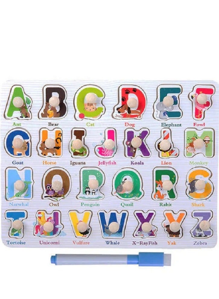 Wooden English Alphabets Pegged Puzzle  - Image 2
