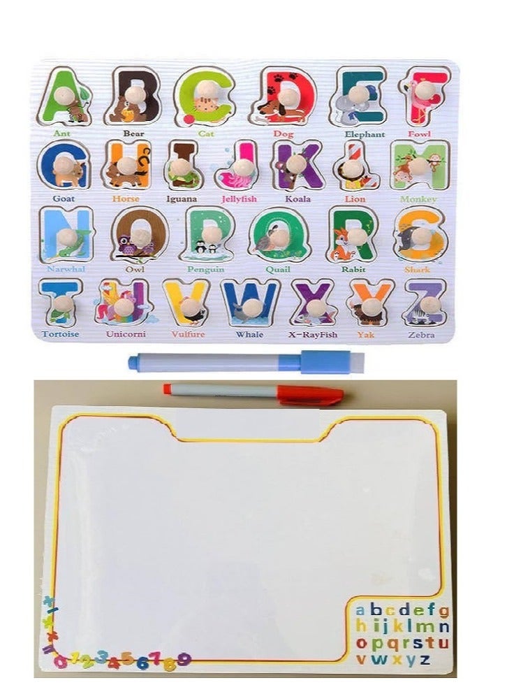 Wooden English Alphabets Pegged Puzzle  - Image 1