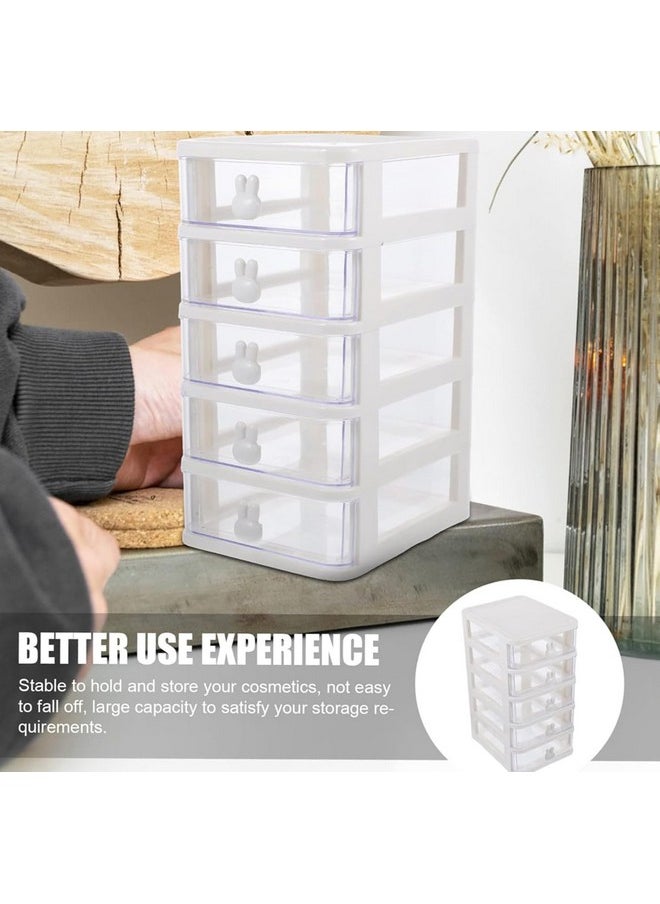 HOUSE OF QUIRK House of Quirk 5 Tier Transparent Cosmetic Jewelry Box, Office Desktop Drawer Storage Box, Plastic Multi-Layer Small Storage Box (White)  - Image 5