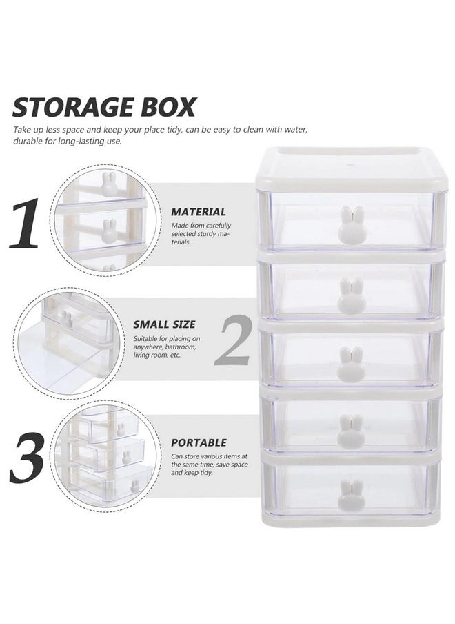 HOUSE OF QUIRK House of Quirk 5 Tier Transparent Cosmetic Jewelry Box, Office Desktop Drawer Storage Box, Plastic Multi-Layer Small Storage Box (White)  - Image 2