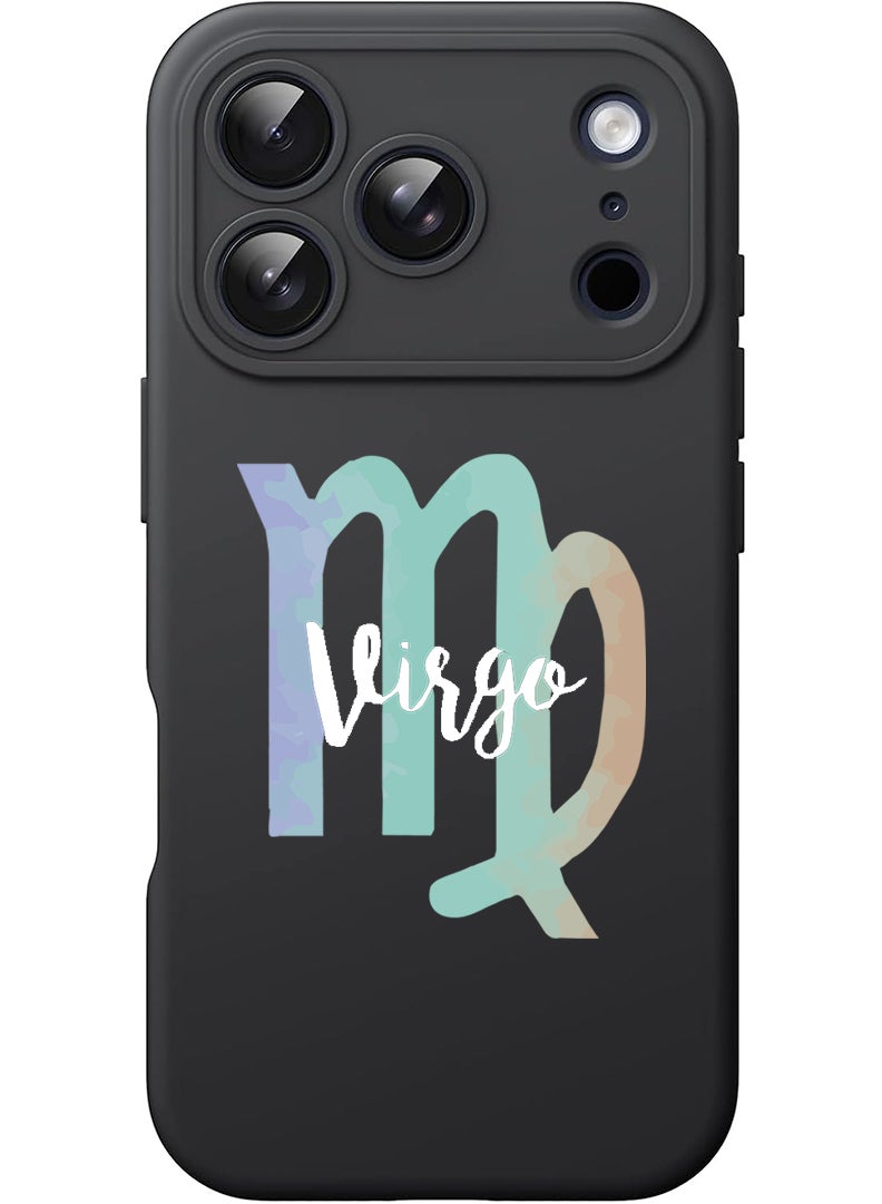 Theodor Protective Slim Fit Case Liquid Silicone Cover with Full Body Protection Anti-Scratch Shockproof Case For Apple iPhone 17 Pro (Black) Virgo - Image 1