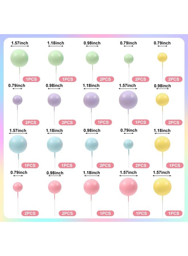 Goensjt 30 PCS Balls Cake Topper DIY Cake Insert Toppers Ball Cake Picks Cupcake Topper for Birthday Party Baby Shower Wedding Cake Decoration(Colorful) - Image 2