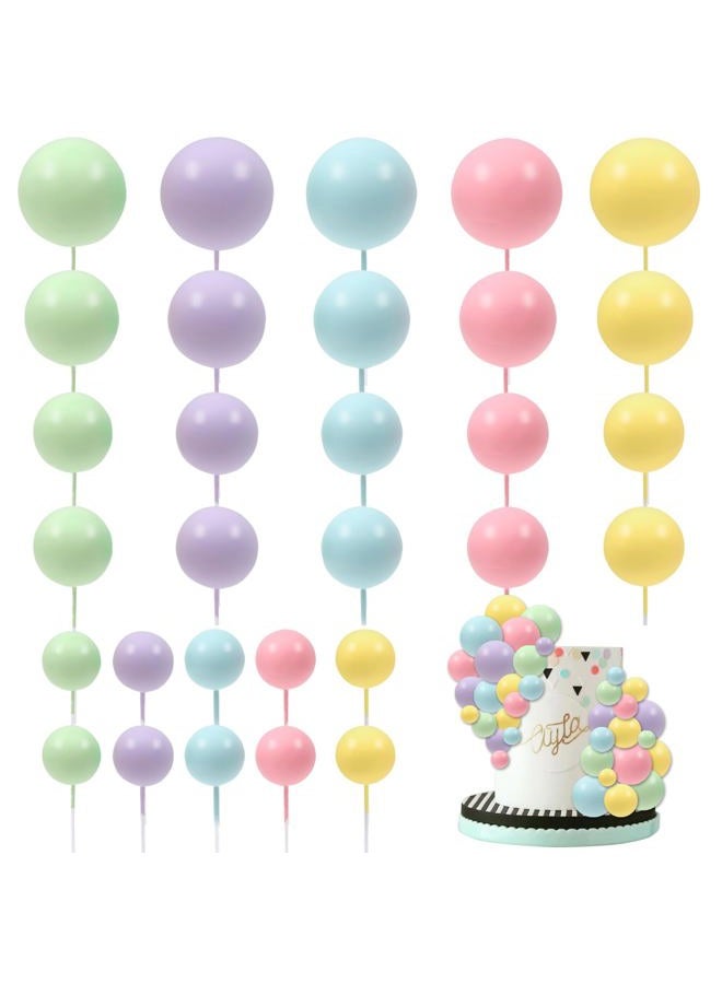 Goensjt 30 PCS Balls Cake Topper DIY Cake Insert Toppers Ball Cake Picks Cupcake Topper for Birthday Party Baby Shower Wedding Cake Decoration(Colorful) - Image 1
