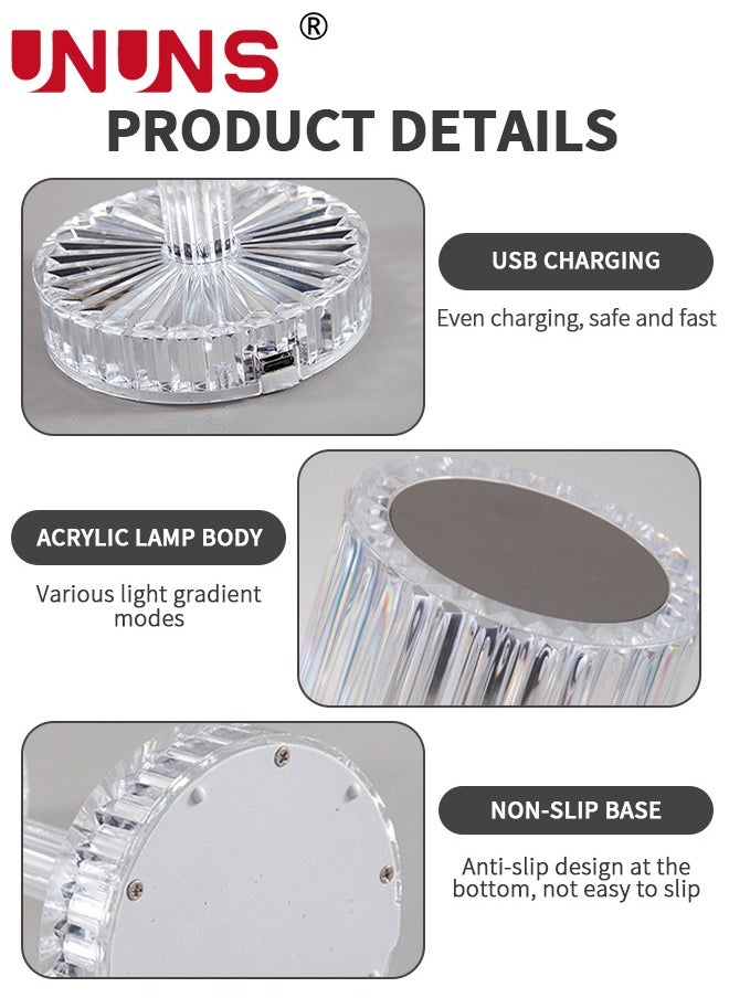 UNUNS - Crystal Lamp,Touch Table Lamp With Touch Remote Control,16 Color LED 3D Rose Diamond Lamp,USB Rechargeable,Night Lights,Bedside Lamp,Dining Room Lamp,Atmosphere Light For Bedroom/Living Room - Image 1