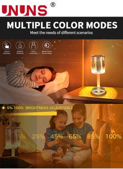 UNUNS Crystal Lamp,Touch Table Lamp With Touch Remote Control,16 Color LED 3D Rose Diamond Lamp,USB Rechargeable,Night Lights,Bedside Lamp,Dining Room Lamp,Atmosphere Light For Bedroom/Living Room  - Image 4