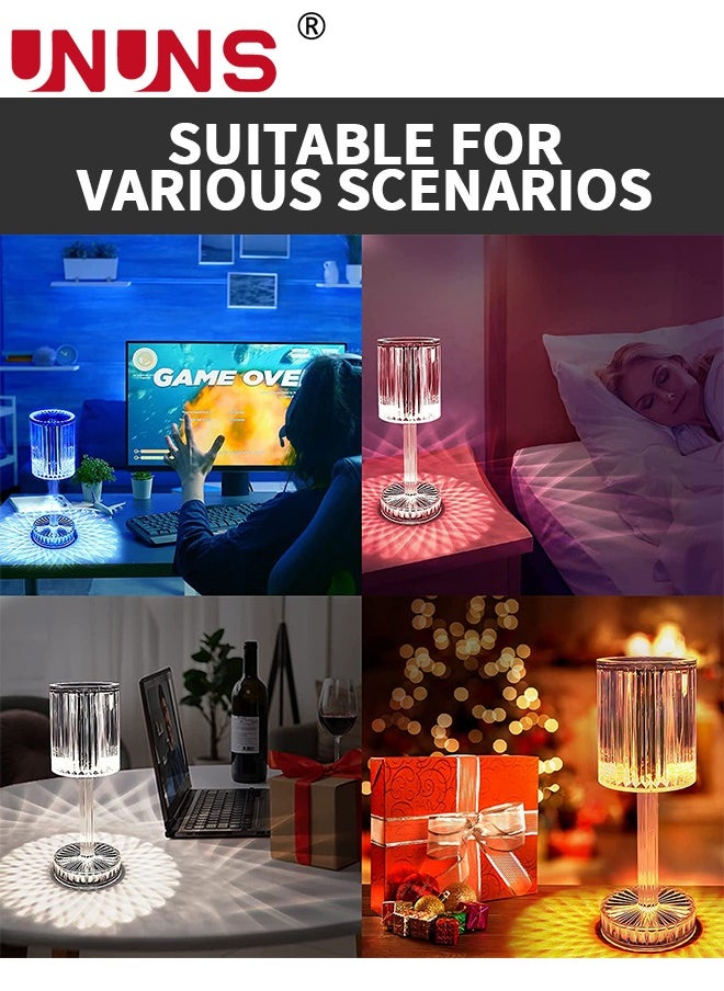 UNUNS - Crystal Lamp,Touch Table Lamp With Touch Remote Control,16 Color LED 3D Rose Diamond Lamp,USB Rechargeable,Night Lights,Bedside Lamp,Dining Room Lamp,Atmosphere Light For Bedroom/Living Room - Image 1