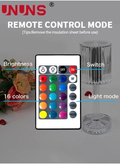 UNUNS Crystal Lamp,Touch Table Lamp With Touch Remote Control,16 Color LED 3D Rose Diamond Lamp,USB Rechargeable,Night Lights,Bedside Lamp,Dining Room Lamp,Atmosphere Light For Bedroom/Living Room  - Image 5